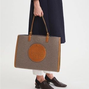 Tory Burch Gray and Tan Tote Bag